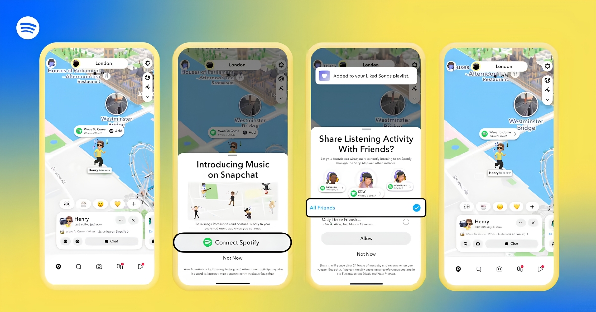 Snapchat's new Now Playing feature brings live Spotify sharing to Snap Map