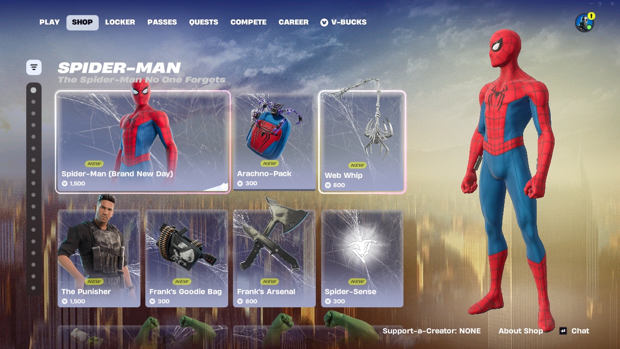 Spider-man brand new day promo item shop fortnite