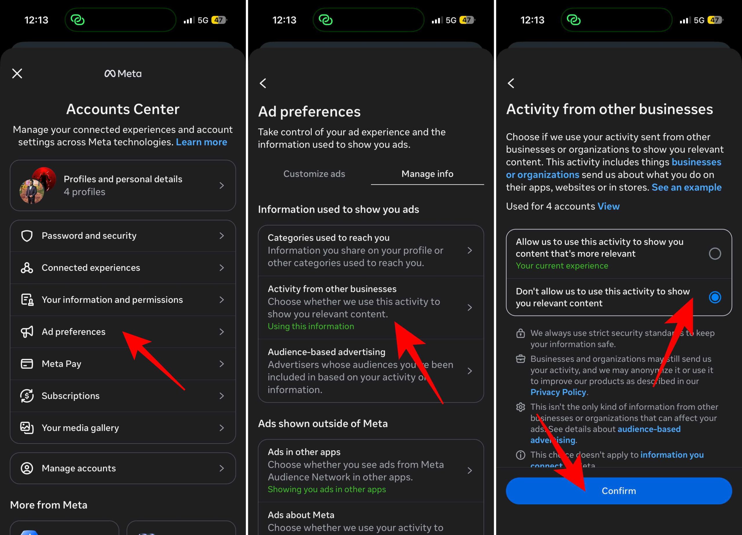 Stop Meta from linking this activity to your Facebook account