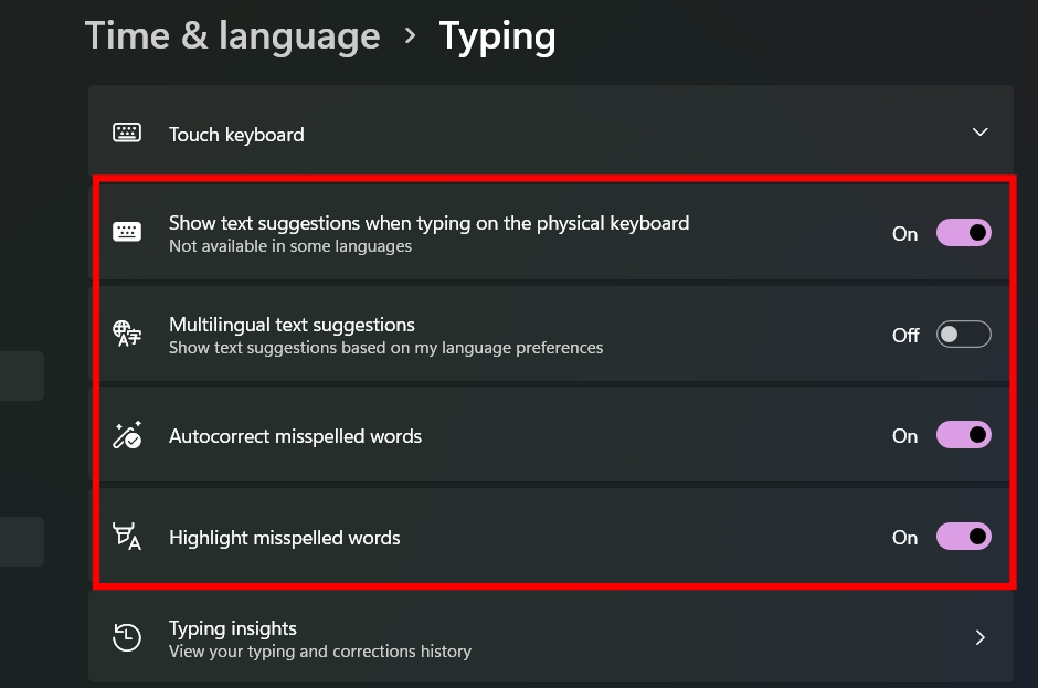 Toggle on any feature you want