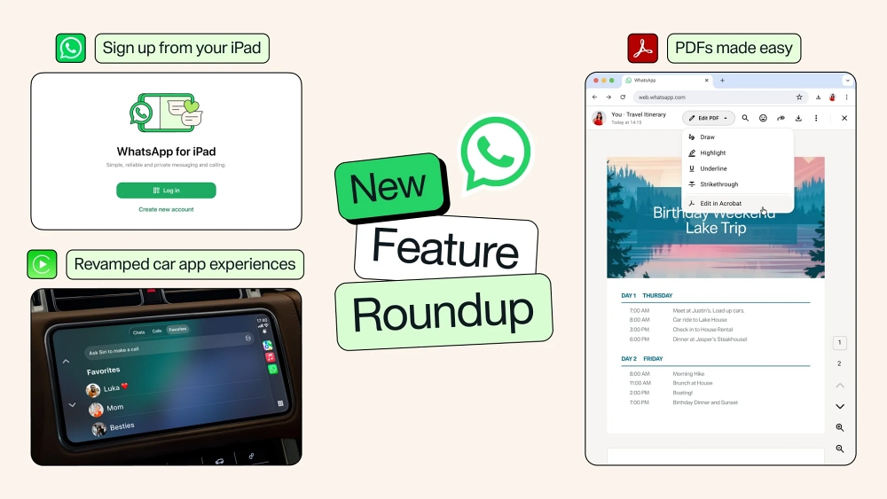 WhstaApp Sign up on iPad, WhatsApp in your car, and more