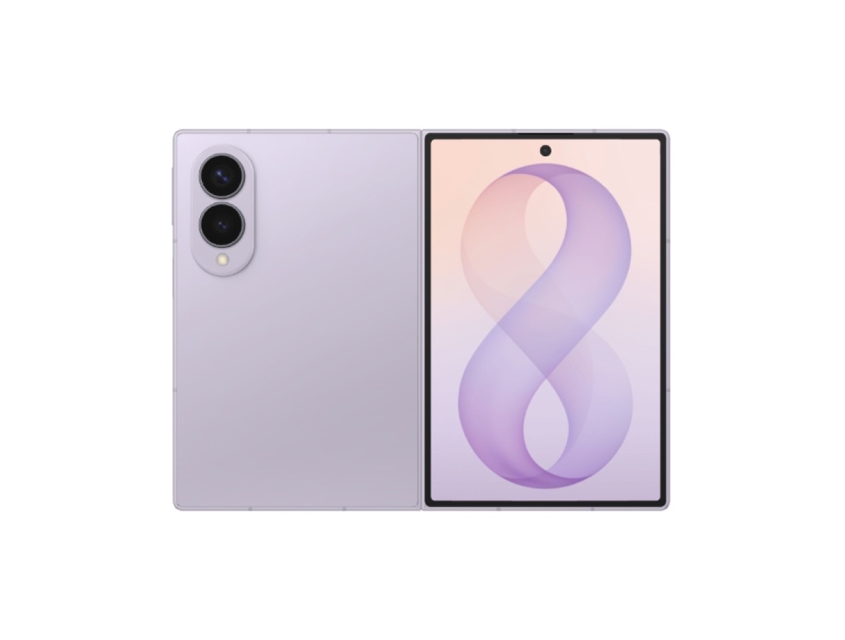 Lavender Samsung Galaxy Z Fold8 shown open and closed