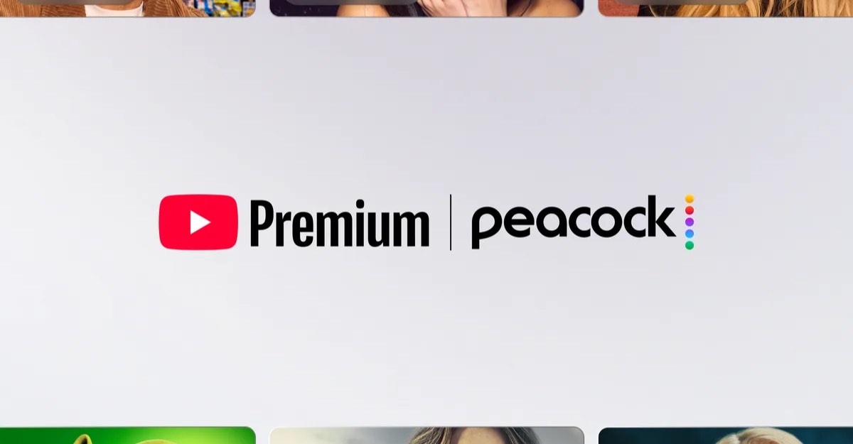 YouTube Premium and Peacock logos on a light background