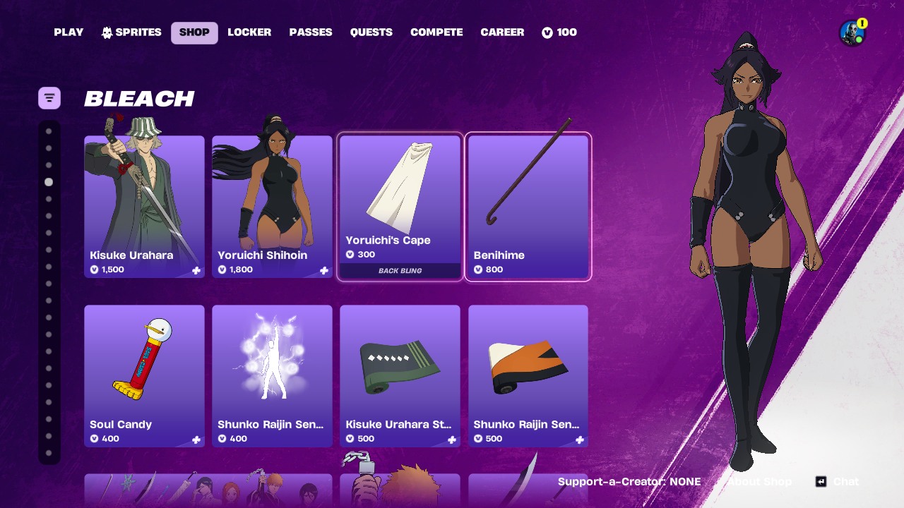Bleach section item shop Fortnite
