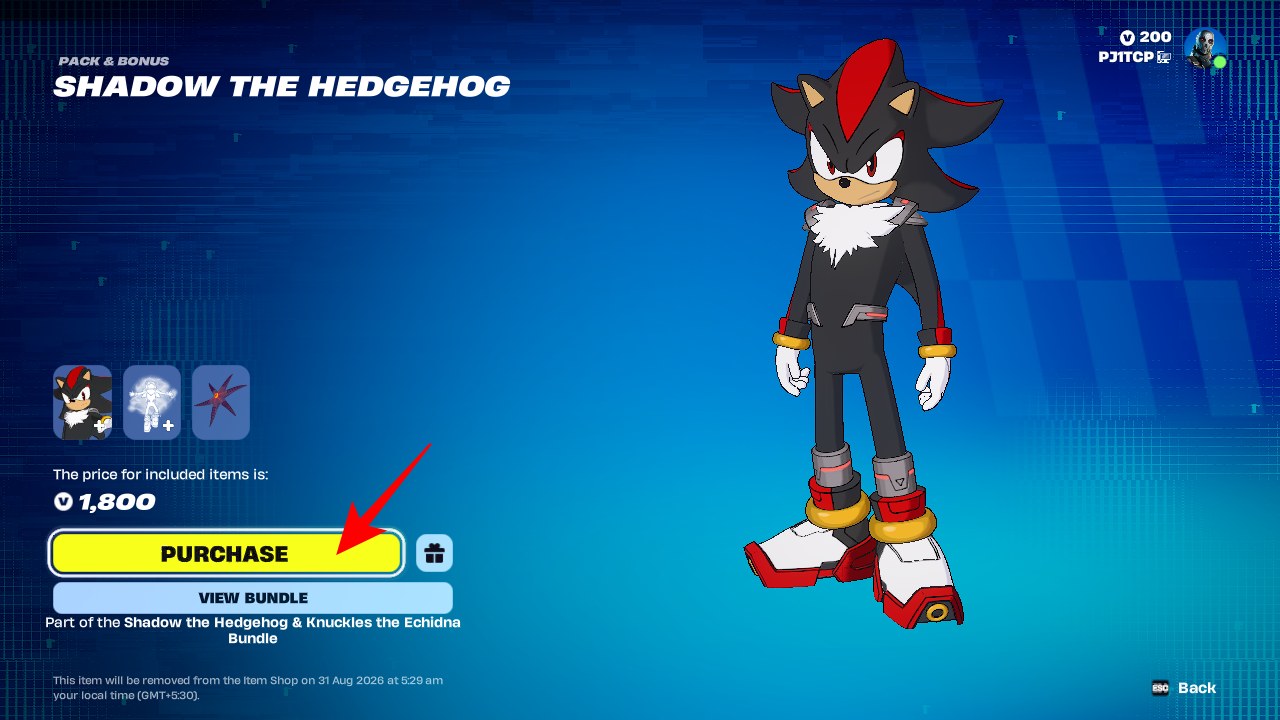 Claim Shadow the Hedgehog skin in Fortnite