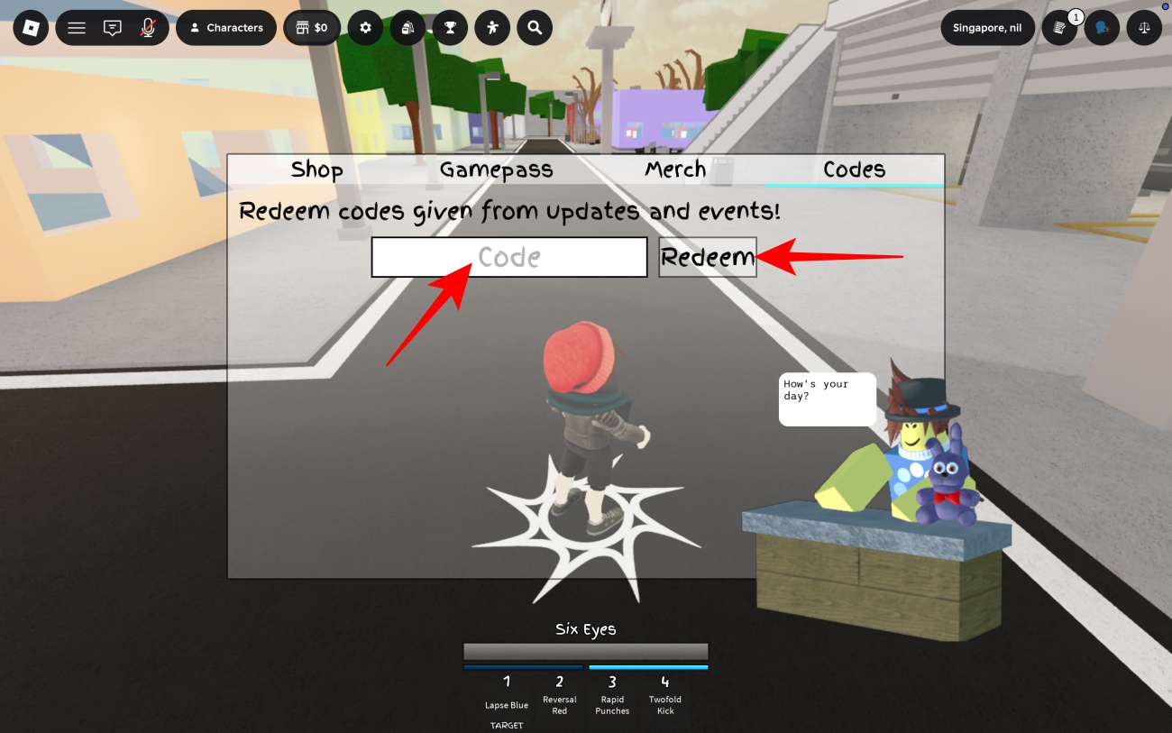 Enter a working code and redeem your reward