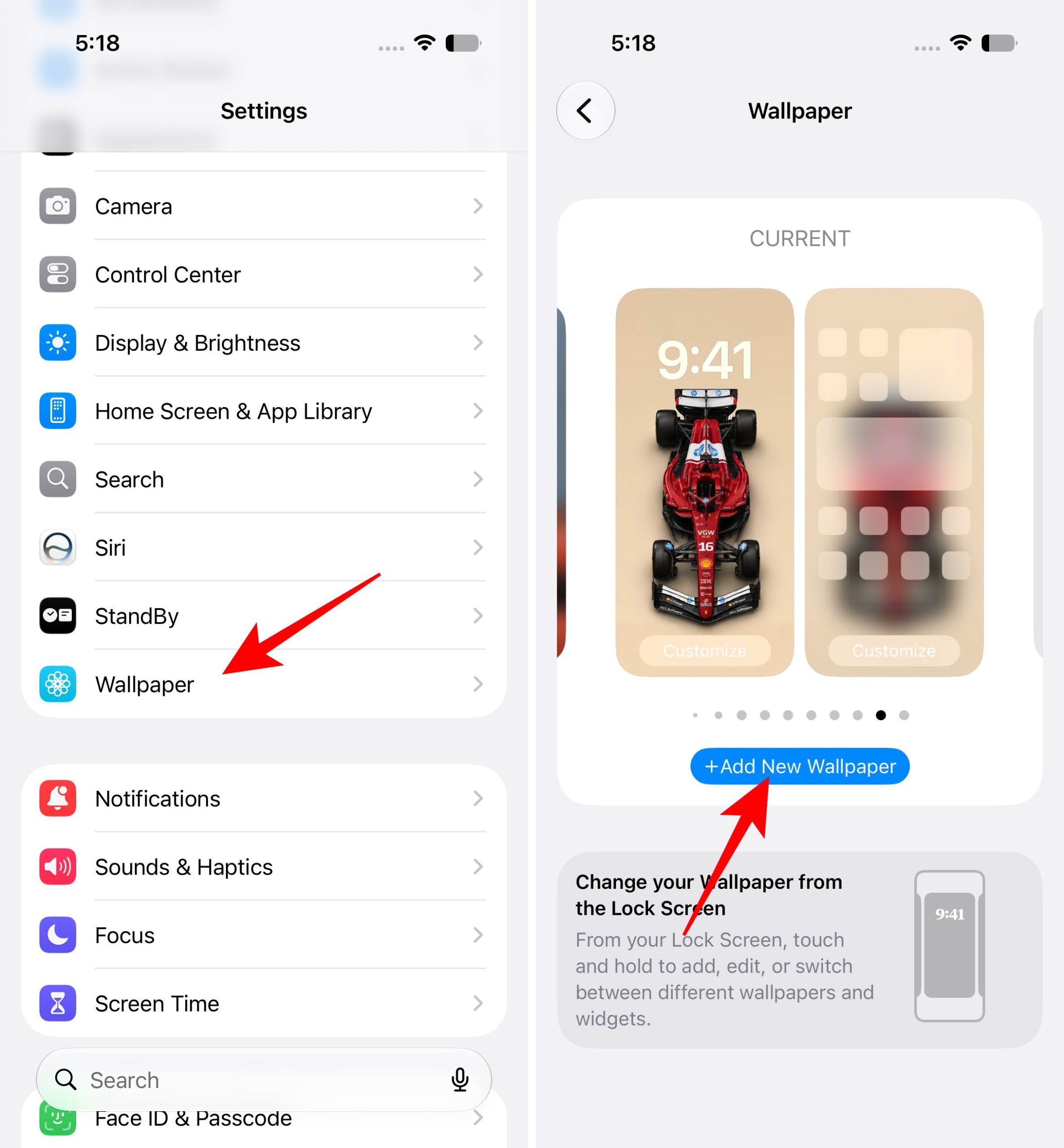 Go to Settings then Wallpaper then click on Add New Wallpaper