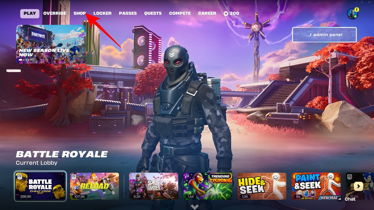 Homescreen fortnite