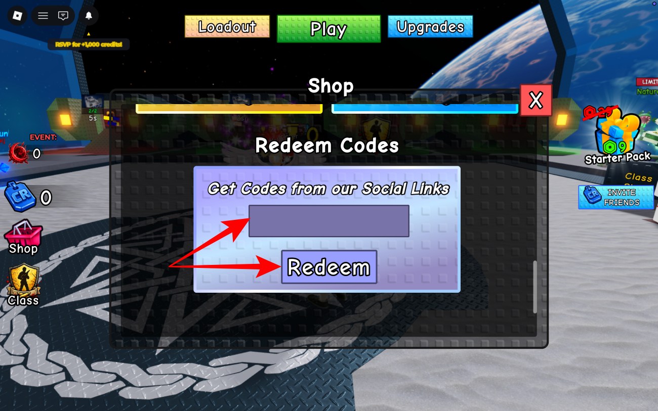 How to redeem codes in Survive Zombie Arena code