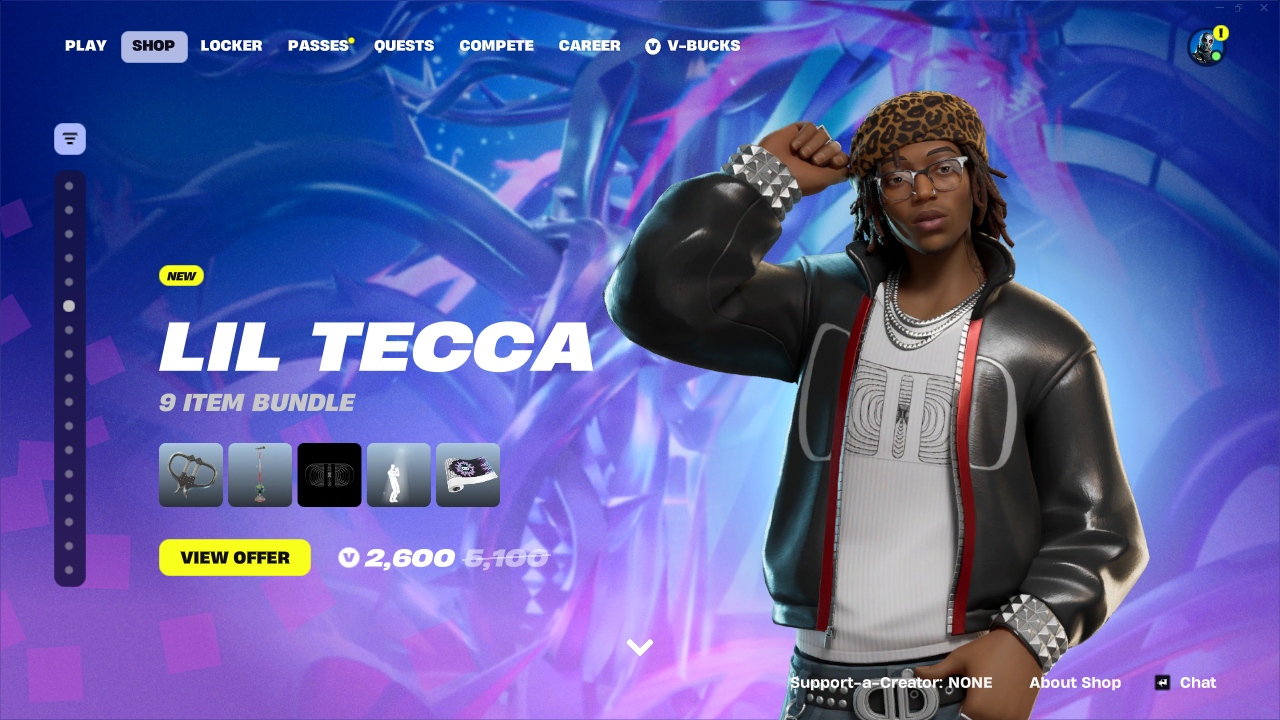 Lil tecca section item shop Fortnite