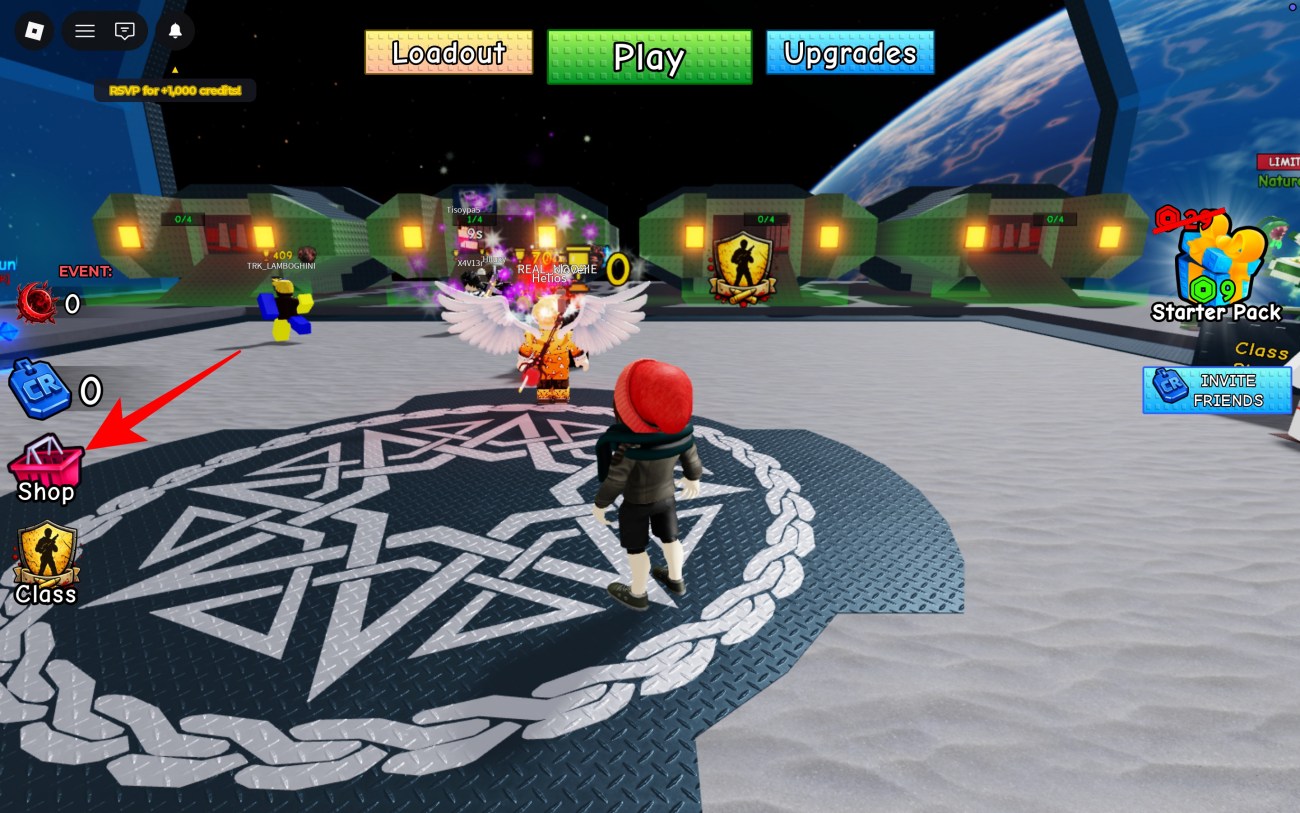 Open the Shop from the lobby