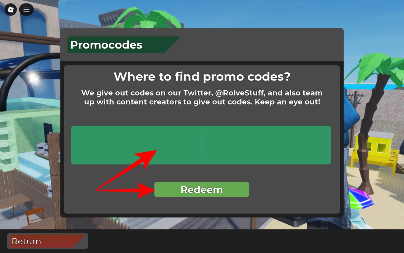 Paste a code into the text box and click redeem.
