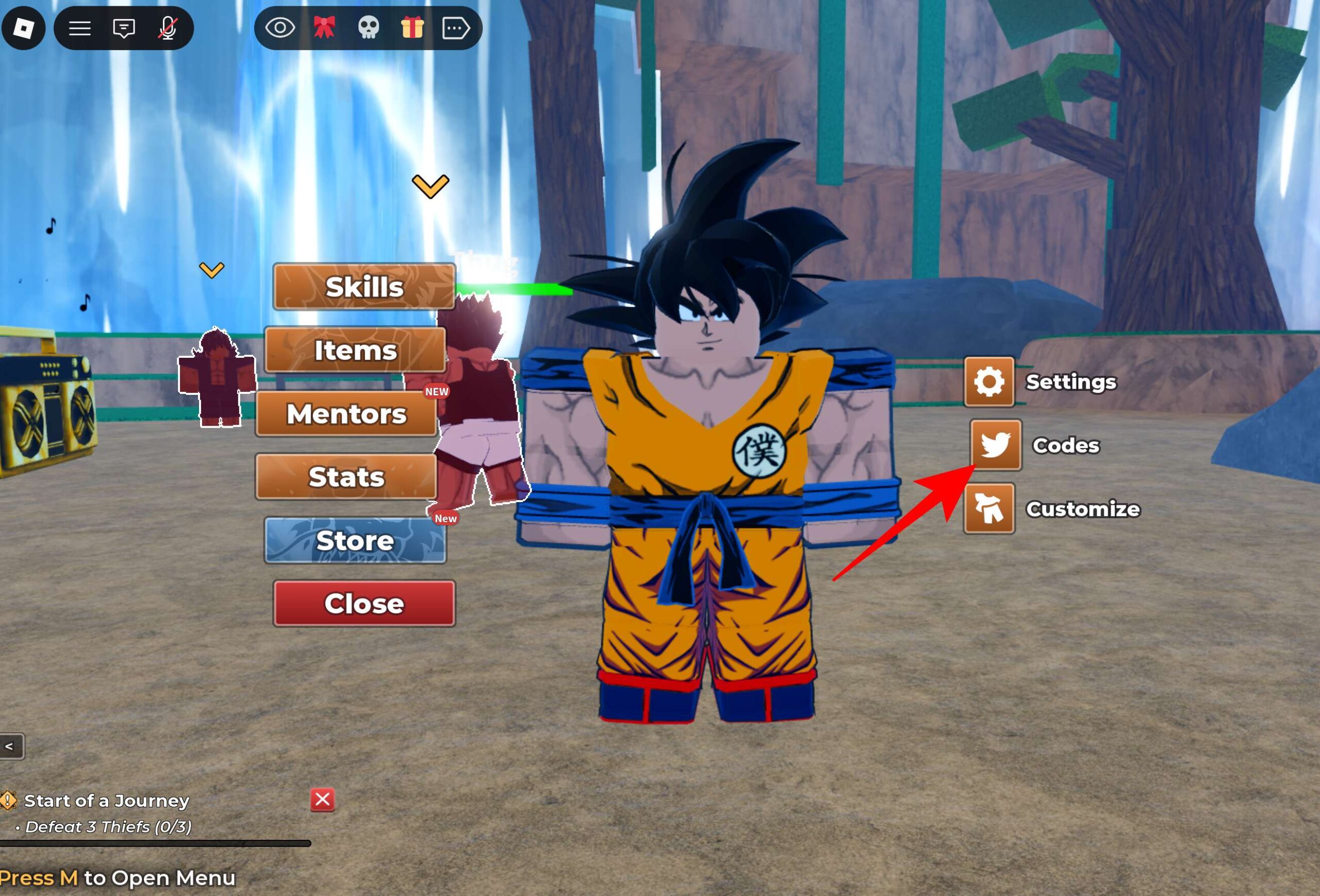 Select Codes on the righ