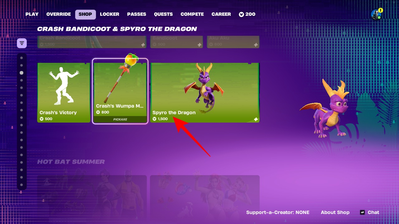 Select an item from the Crash Bandicoot & Spyro section.