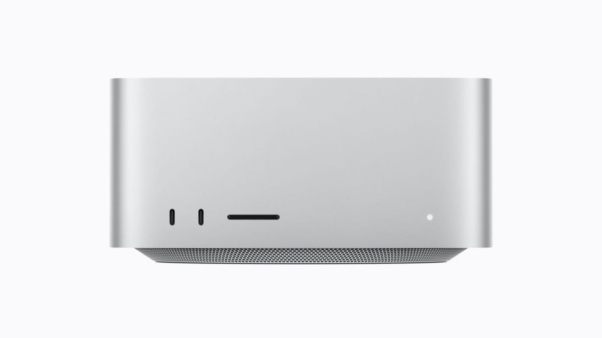 Mac Studio desktop computer shown from the front