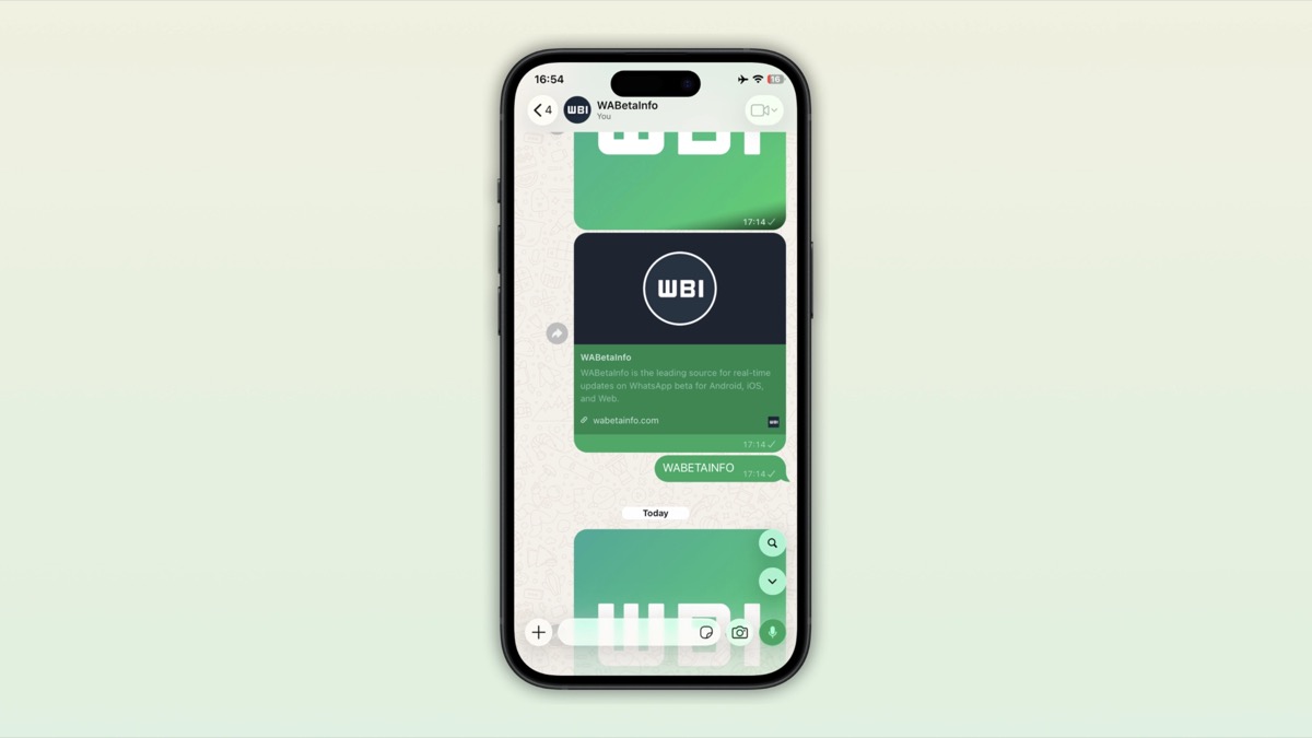 WhatsApp chat on iPhone showing the floating in-chat search button