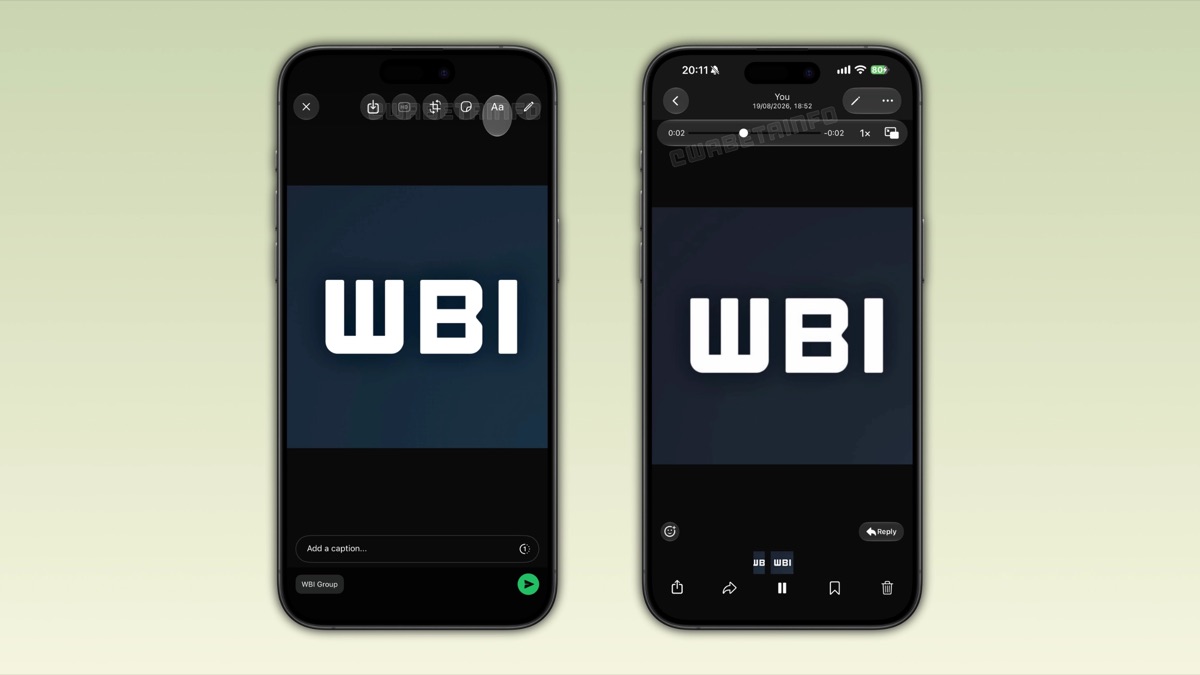 WhatsApp Liquid Glass updates in the drawing editor and video player on iPhone