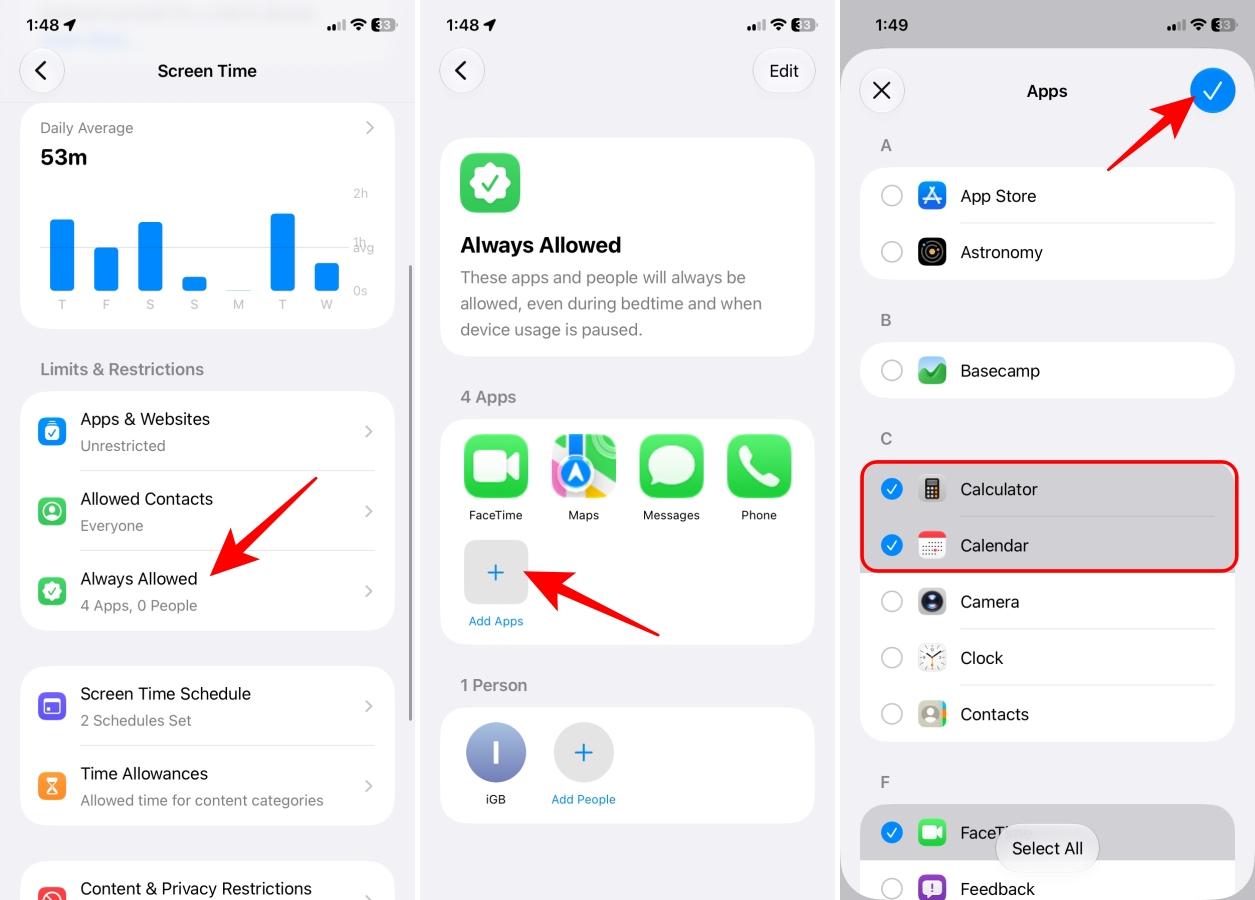 I tried the new Screen Time in iOS 27: Here’s what changed and how to use it – iGeeksBlog Always Allowed settings & app selection.