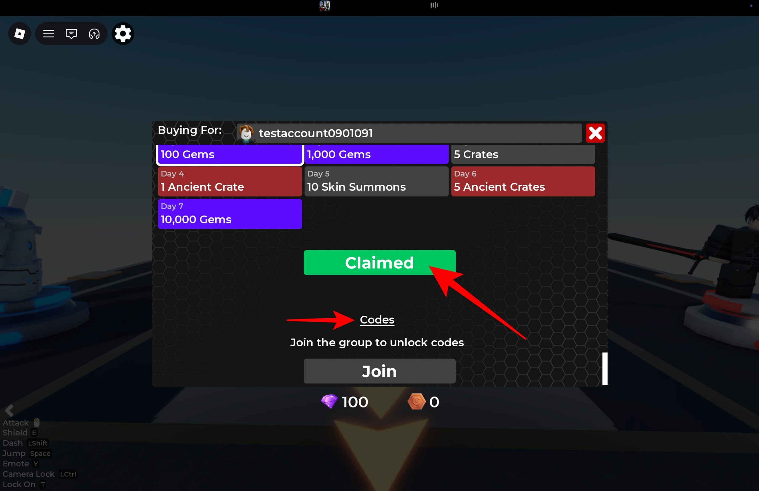 Encounters SMASH Battles codes (October 2026) – iGeeksBlog Codes section with Claimed button the Roblox rewards menu.