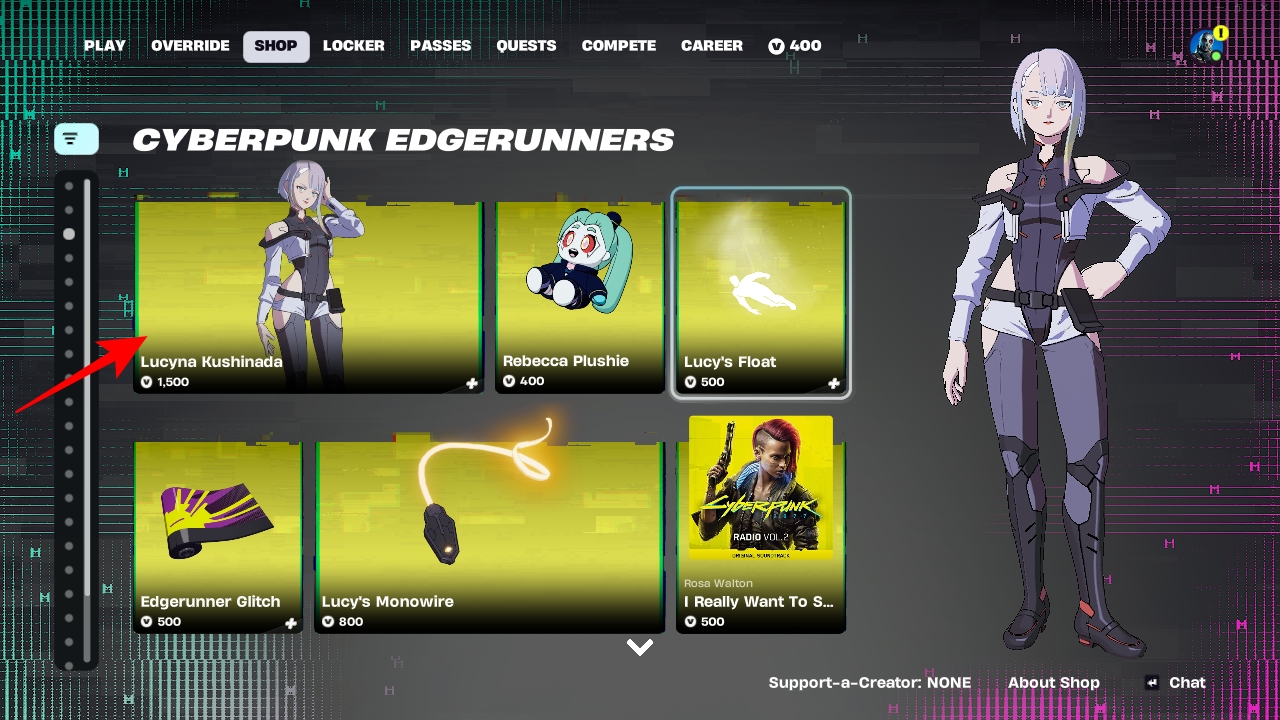 Cyberpunk section item shop fortnite