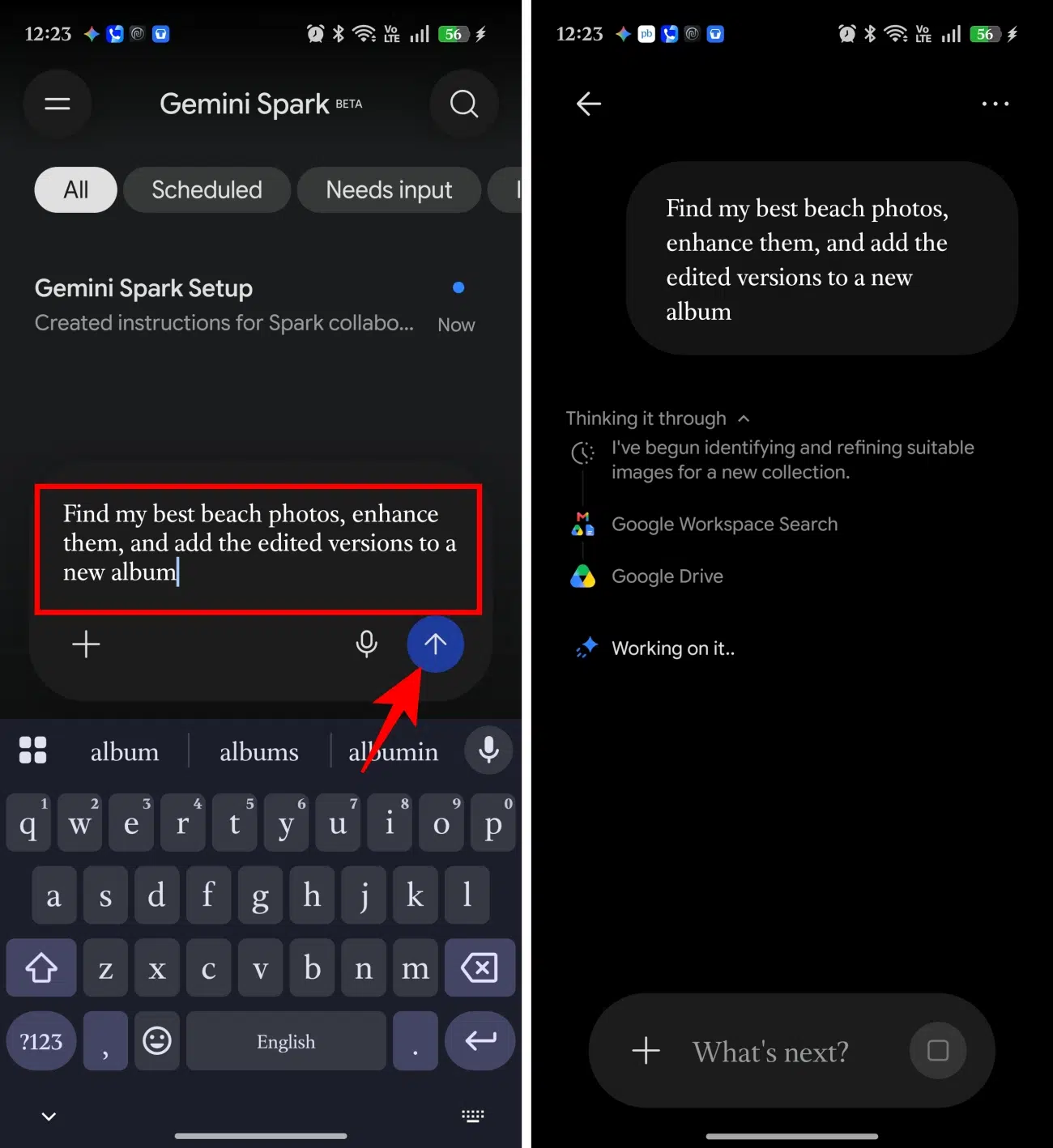 Enter prompt and Tap Summited