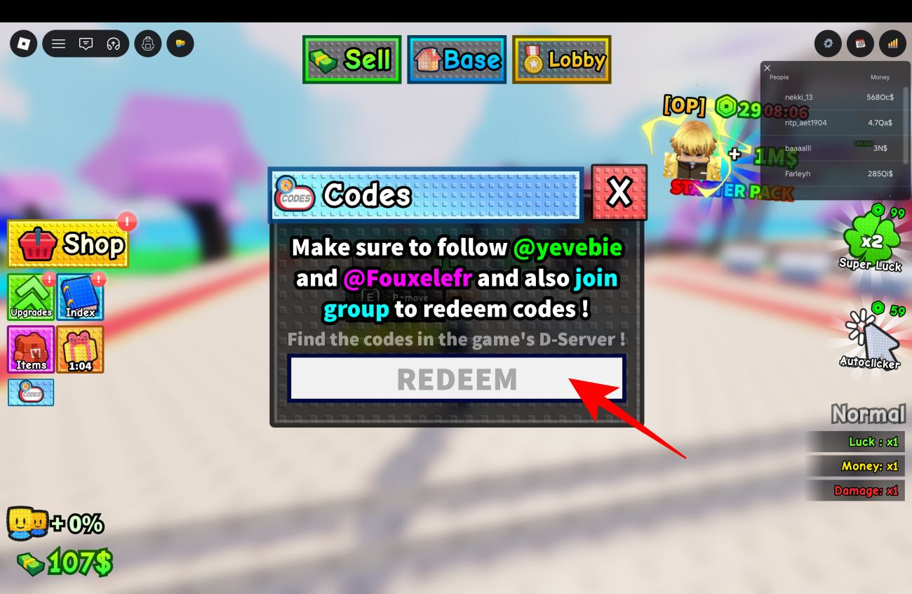 Paste a code and Click Redeem