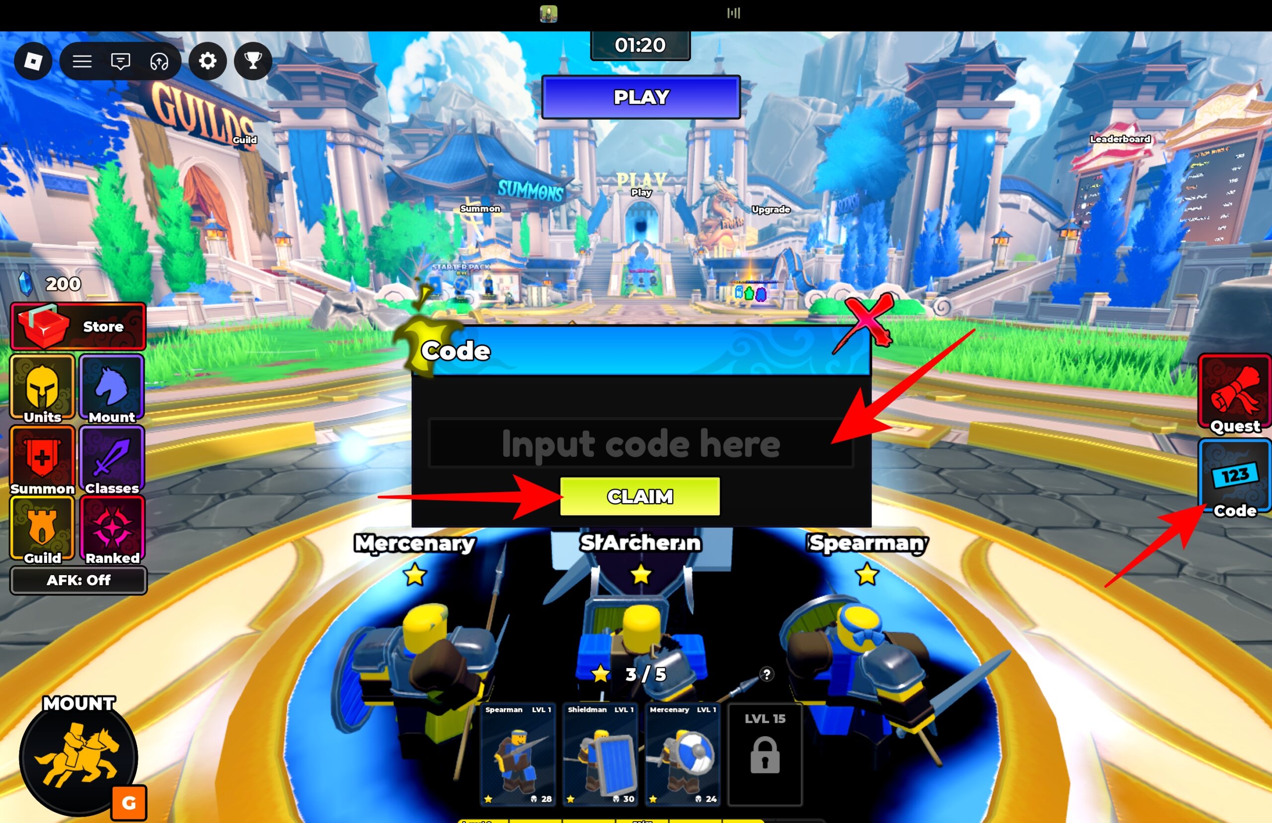 Paste working code and click Redeem to claim your reward
