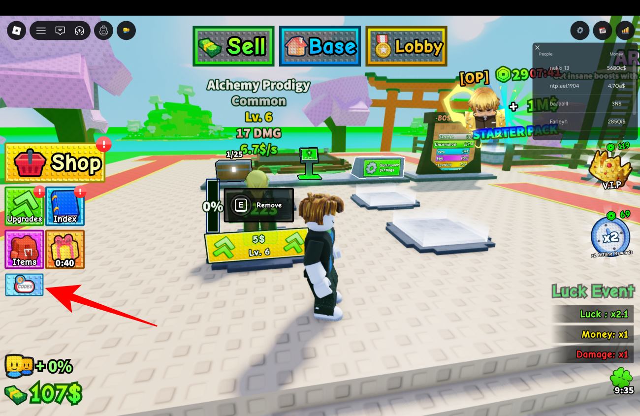 Select the 'codes' icon on the left