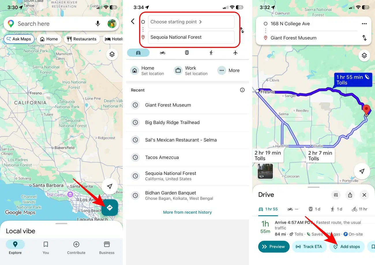 Set up a shareable route in Google maps