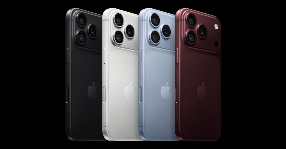 iPhone 18 Pro color lineup in black, silver, glacier and burgundy on white background centered on black bars