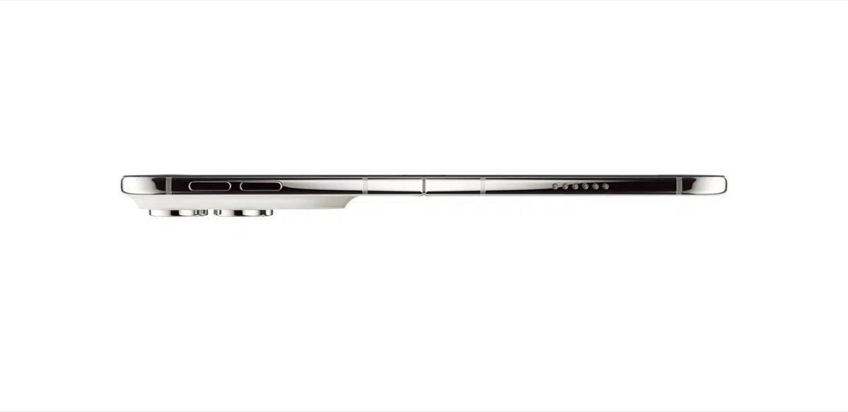 Side profile of the folded iPhone Duo showing its thin design