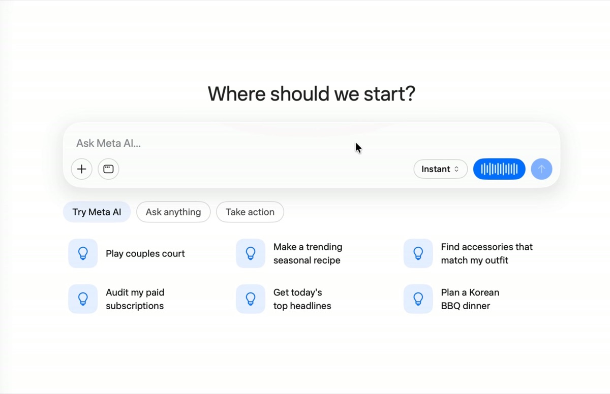 Meta AI for Mac interface with voice input waveform